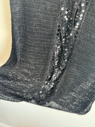 Sleeveless Mesh top with Sequined neckline and front Size 10-12