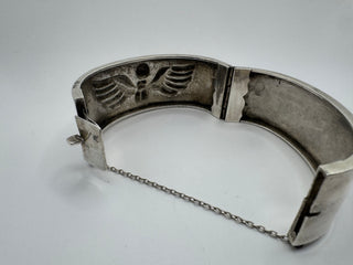 Vintage Winged Scarab 83% Silver Cuff