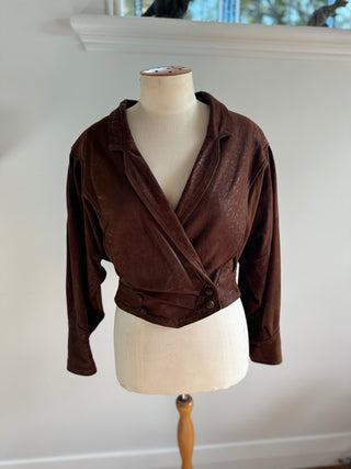 70s/80s Retro Soft Buttery Leather Jacket - London Big Ben Collection Size S-M