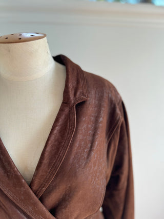 70s/80s Retro Soft Buttery Leather Jacket - London Big Ben Collection Size S-M