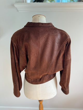 70s/80s Retro Soft Buttery Leather Jacket - London Big Ben Collection Size S-M