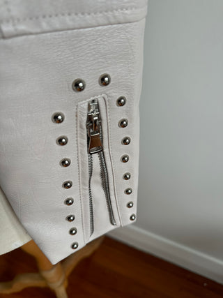 Pink Leather Jacket with Embroidery
