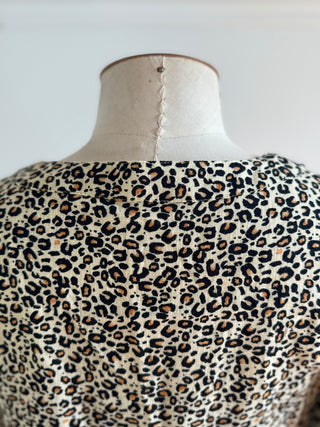 90s look Leopard print linen feel top - Size 10