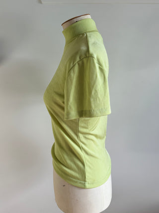 Vintage - 90s Survival Branded Turtle Neck Lime Green Top