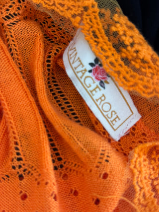 Orange Knit Cardi with Lace Detail