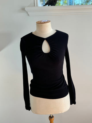 Mineral Black Rib Keyhole Top - Size XS