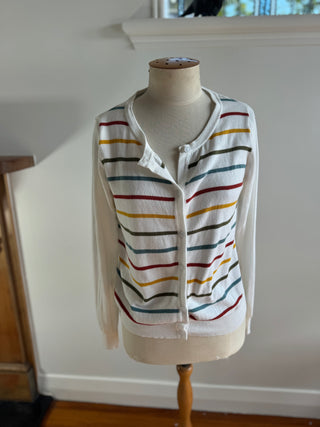 White and Colorful Stripey Summer Knit