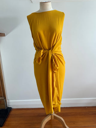 Mustard Carlson Dress, with Tie Front
