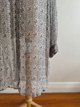 Long Sleeve Long Shirt with Stripe Look Print