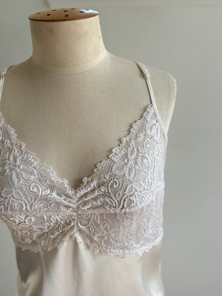 White silky Vintage Slip with lace