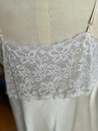 White silky Vintage Slip with lace