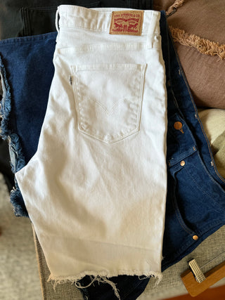White Denim Long Shorts - Levis Size 32
