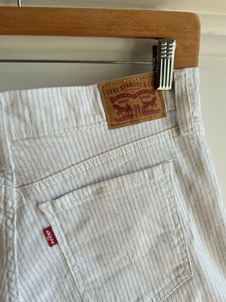 White Denim Levis with Blue Pinstripe - Size 28