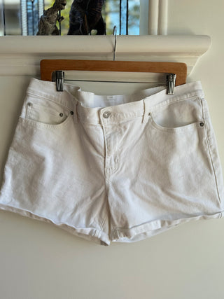 White Denim Shorts with Rolled Hem Size 34