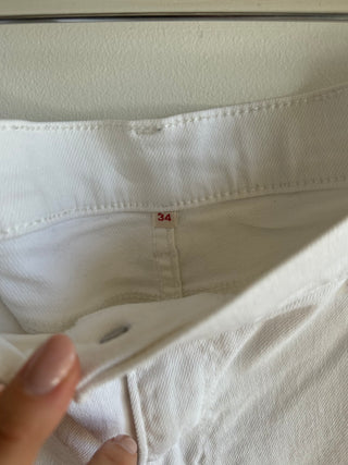 White Denim Shorts with Rolled Hem Size 34