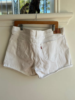 White Denim Shorts with Rolled Hem Size 34