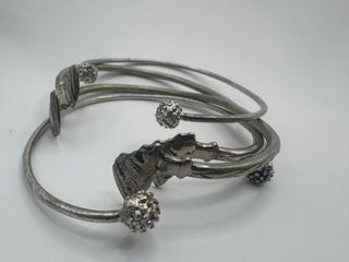 Vintage Egyptian Revival MEXICO Stamped Silver Bangle Stack