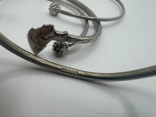 Vintage Egyptian Revival MEXICO Stamped Silver Bangle Stack