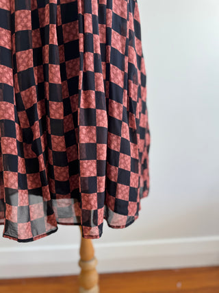 Stolen Girlfriends Club Check V Neck Silk Dress