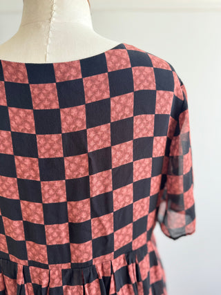 Stolen Girlfriends Club Check V Neck Silk Dress