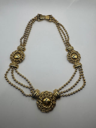 DMJ Gold Tone Medallion style Vintage Costume Choker