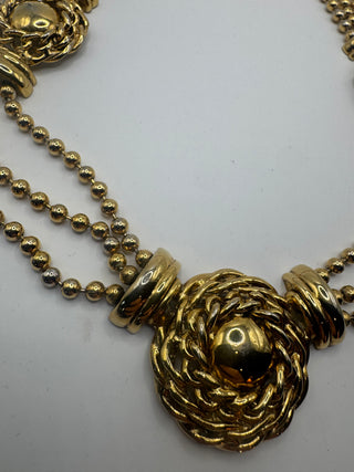 DMJ Gold Tone Medallion style Vintage Costume Choker