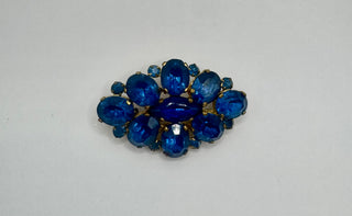 Vintage Czech glass vibrant blue brooch