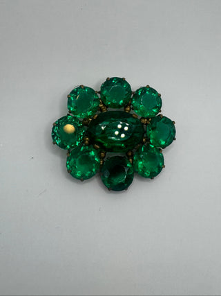 Vintage Czech vibrant green brooch