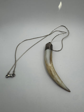 Vintage Quartz Tusk Pendant with Sterling Silver Chain