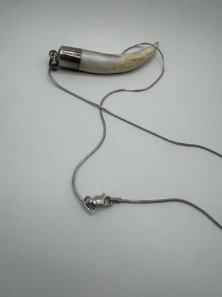Vintage Quartz Tusk Pendant with Sterling Silver Chain