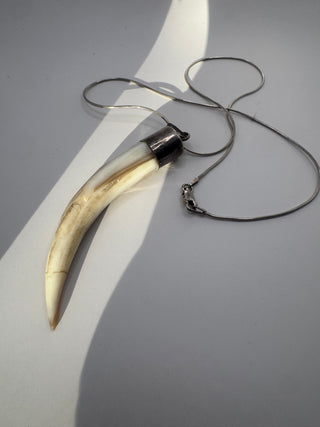 Vintage Quartz Tusk Pendant with Sterling Silver Chain