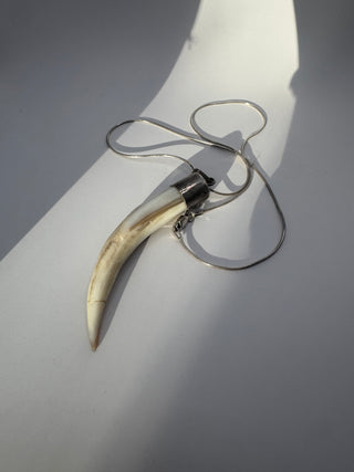 Vintage Quartz Tusk Pendant with Sterling Silver Chain