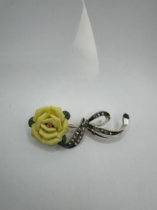 Avon Floral and Crystal Brooch