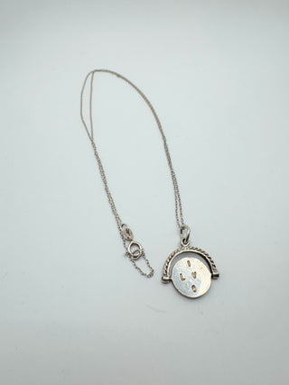 I LOVE YOU vintage spinning pendant necklace sterling silver