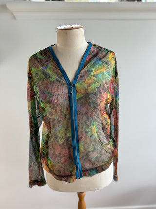 Verge Mesh Floral Top with exposed zip