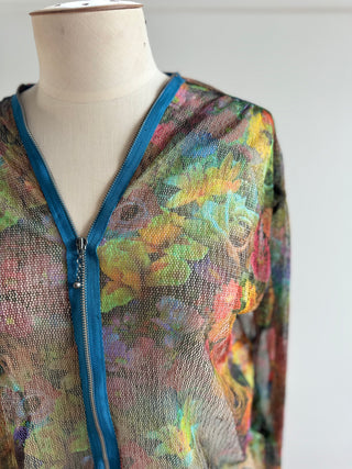 Verge Mesh Floral Top with exposed zip