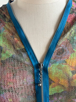 Verge Mesh Floral Top with exposed zip