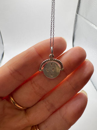 I LOVE YOU vintage spinning pendant necklace sterling silver