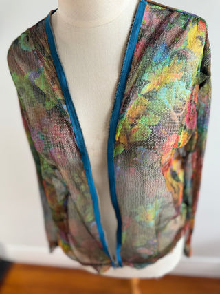 Verge Mesh Floral Top with exposed zip