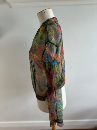 Verge Mesh Floral Top with exposed zip