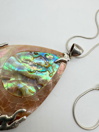 Vintage MOP and Paul Sterling Silver Pendant with Snake Chain