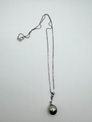 Sterling Silver Chain with Faux Tahitian Pearl Pendant