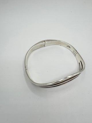 Vintage Mexico Silver Triple Wave Double Hinge bangle