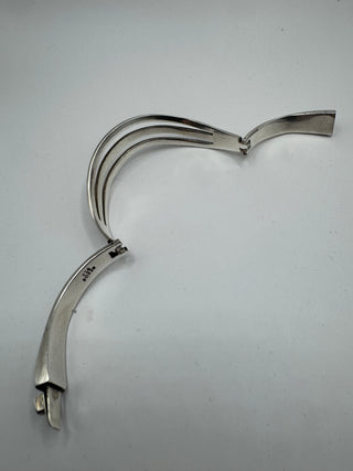 Vintage Mexico Silver Triple Wave Double Hinge bangle