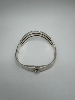Vintage Mexico Silver Triple Wave Double Hinge bangle