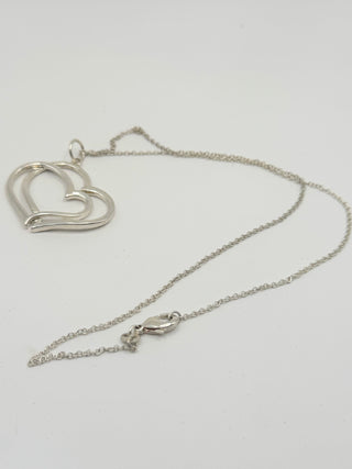 Sterling Silver Double Heart Pendant Necklace 6.3grams