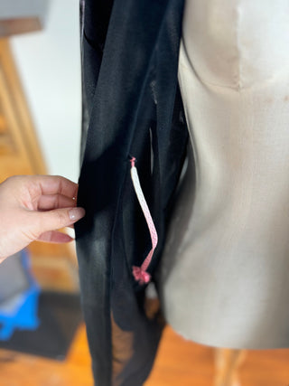 Vintage Japanese Silk Kimono - OSFA - Black Sheer with Bamboo Detail on Back