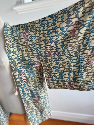 Vintage Japanese Silk Kimono - OSFA - Cream With Multicolor Dye