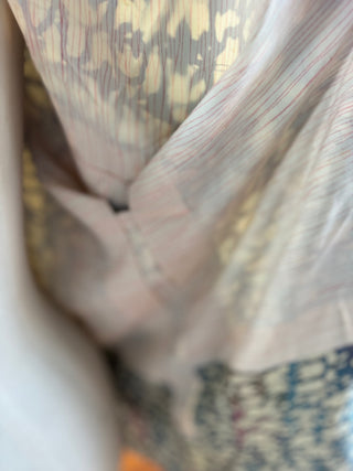 Vintage Japanese Silk Kimono - OSFA - Cream With Multicolor Dye