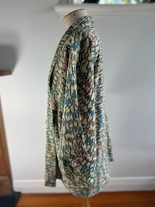 Vintage Japanese Silk Kimono - OSFA - Cream With Multicolor Dye